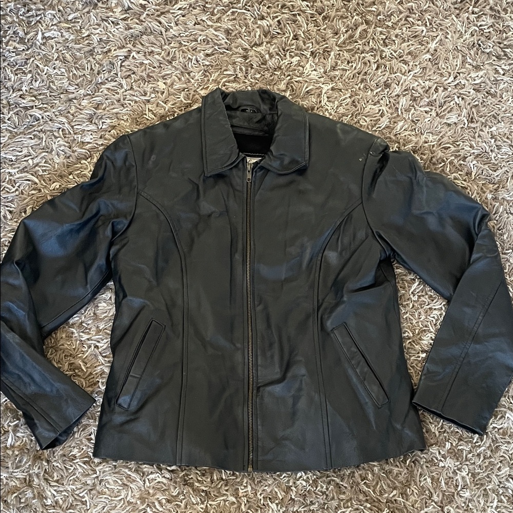 Vance leather collection Women's Black Leather Jacket size large